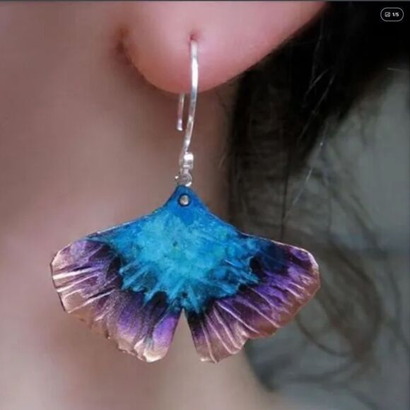 🌸Boho Ginkgo Leaf colorful Drop Earrings🌸 - Picture 13 of 13